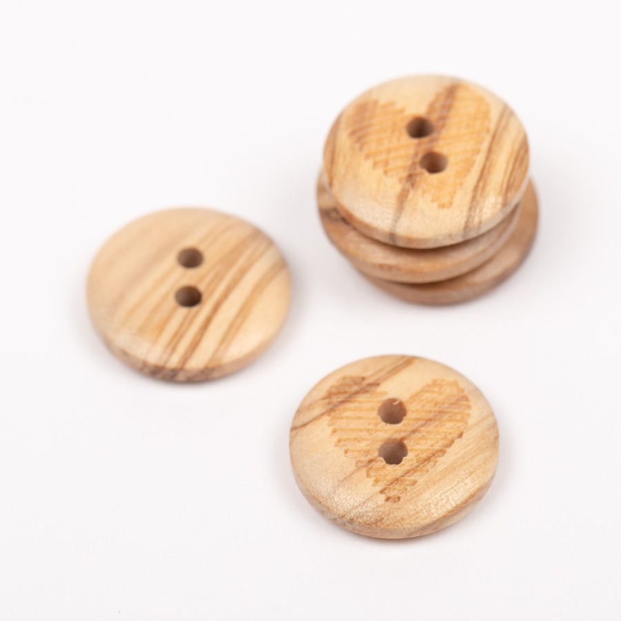 Heart-shaped button (wood)