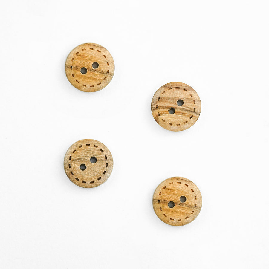 Wooden Button with Dashes