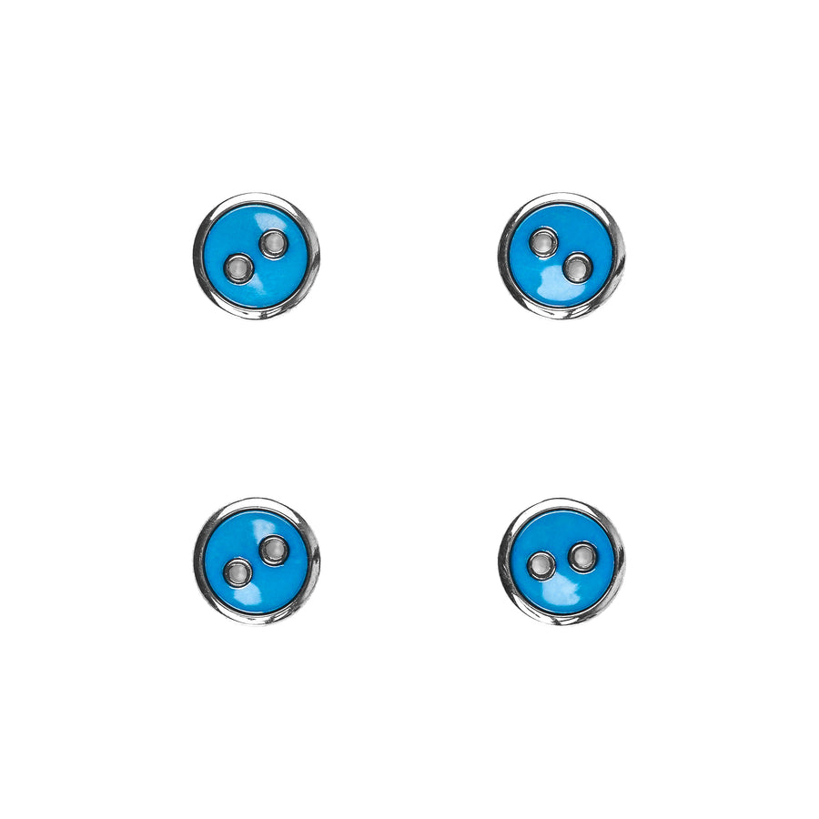 Blue and Silver Round Button