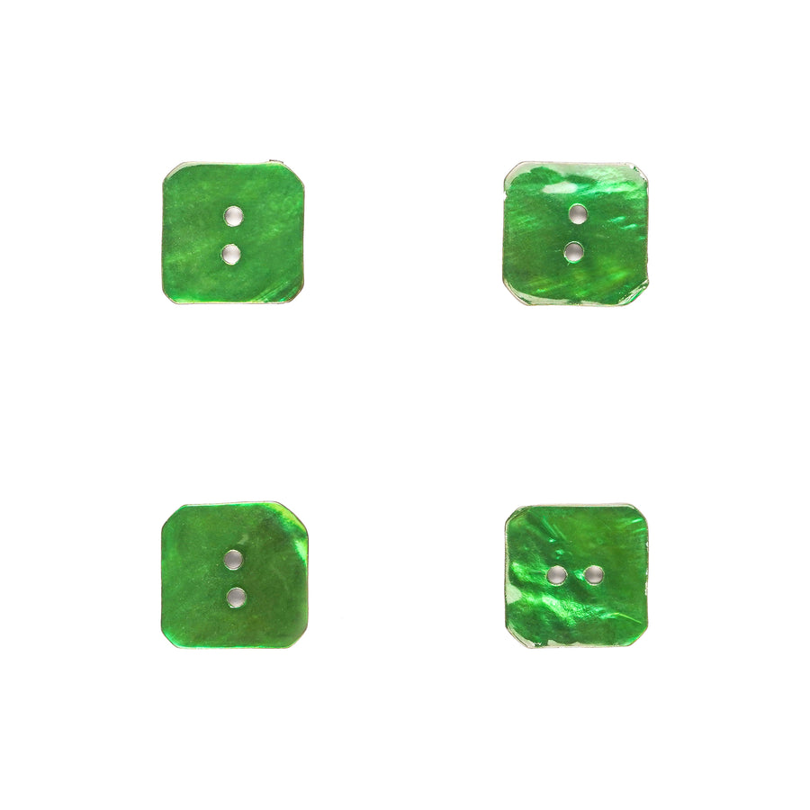 Botão Quadrado Madrepérola Verde