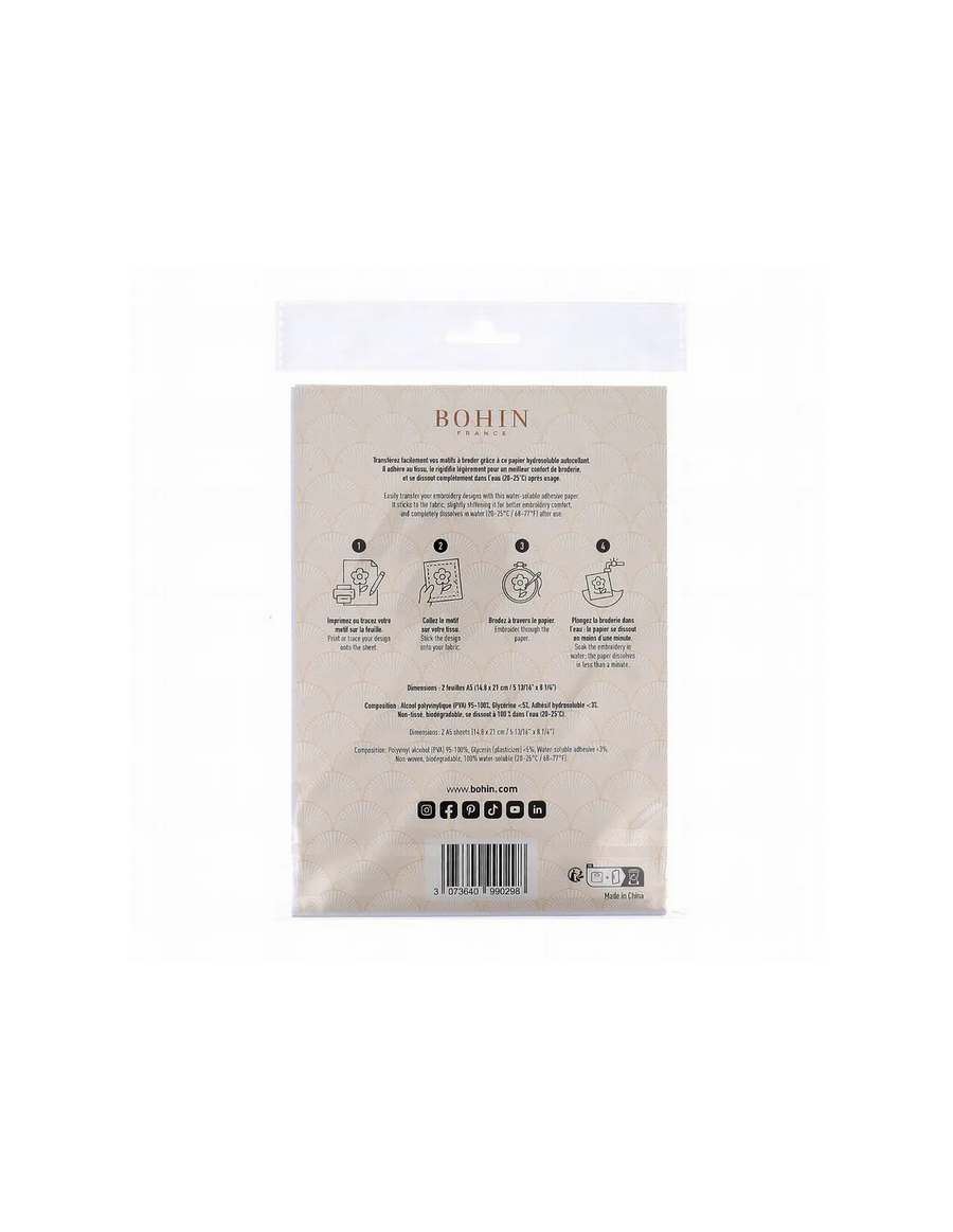 Water-Soluble Adhesive Embroidery Paper (A5 size)